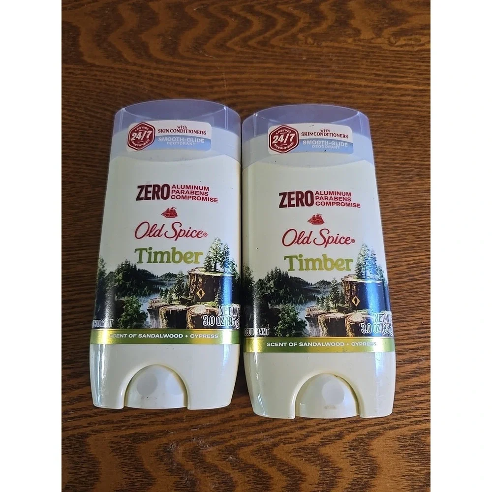 Old Spice Timber w/Sandalwood & Cypress Aluminum Free Deodorant 3 oz ‎ LOT OF 2